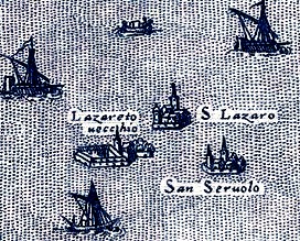 Lazaretto Vecchio on an early Venetian Map
